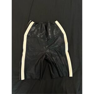 NORMA KAMALI bike shorts metallic blue with white stripes size XS